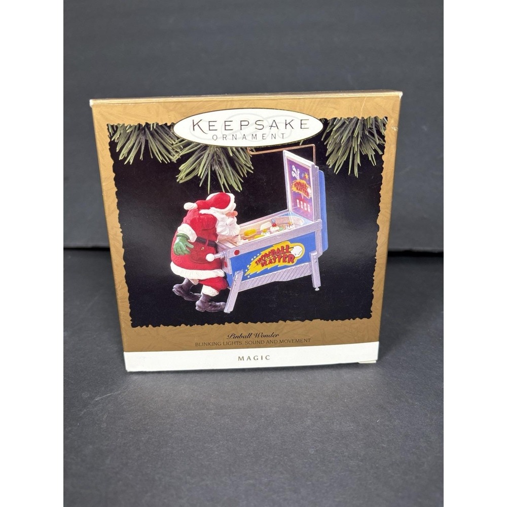 1996 Hallmark Keepsake Ornament Magic "Pinball Wonder" Santa Pinball Machine